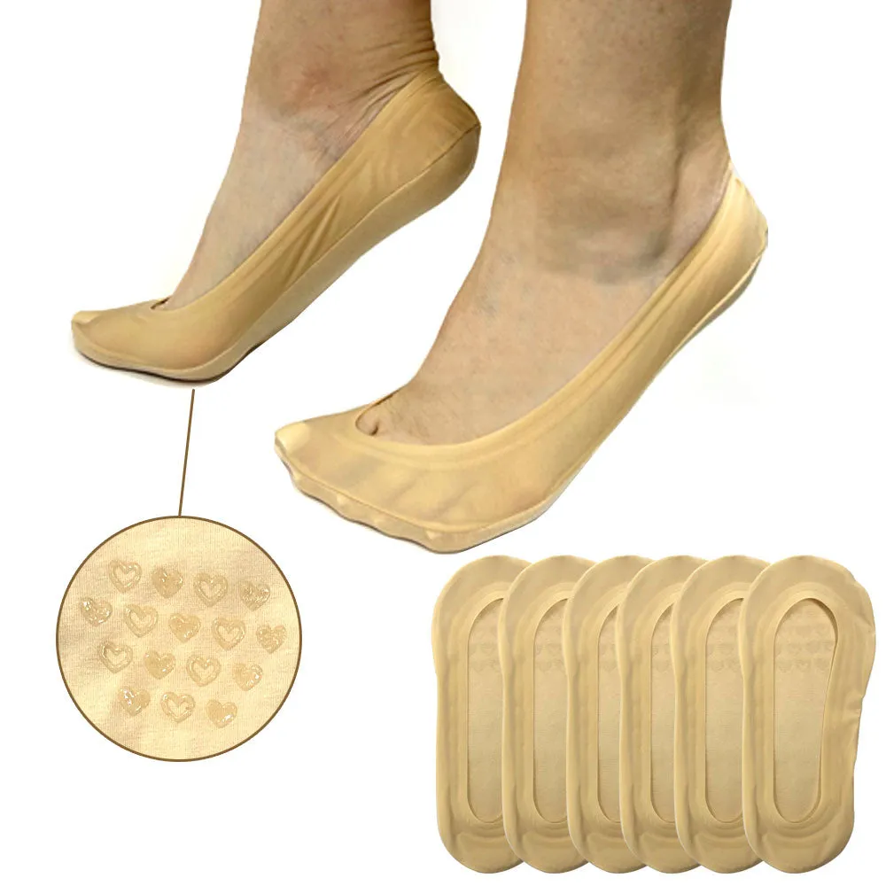 6 Pairs No Show Socks Women Ultra Low Cut Liners Non Slip Footies for Flats 9-11