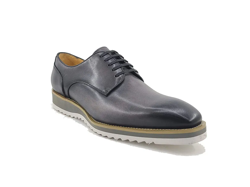 Carrucci Gray Genuine Leather Men's Lace-Up Casual Shoes