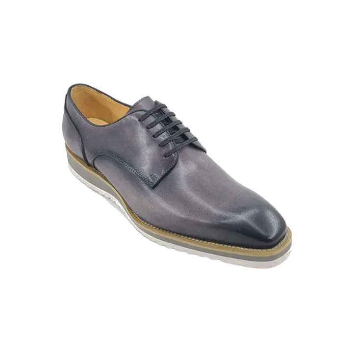 Carrucci Gray Genuine Leather Men's Lace-Up Casual Shoes