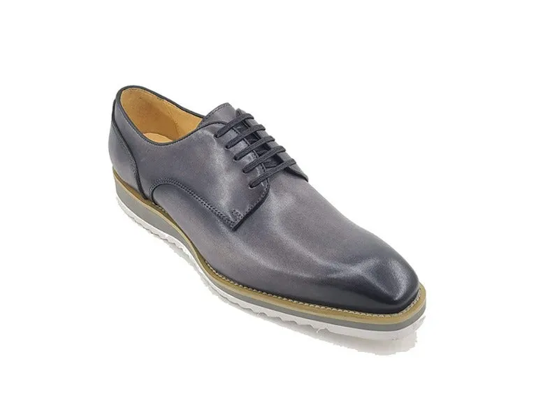 Carrucci Gray Genuine Leather Men's Lace-Up Casual Shoes