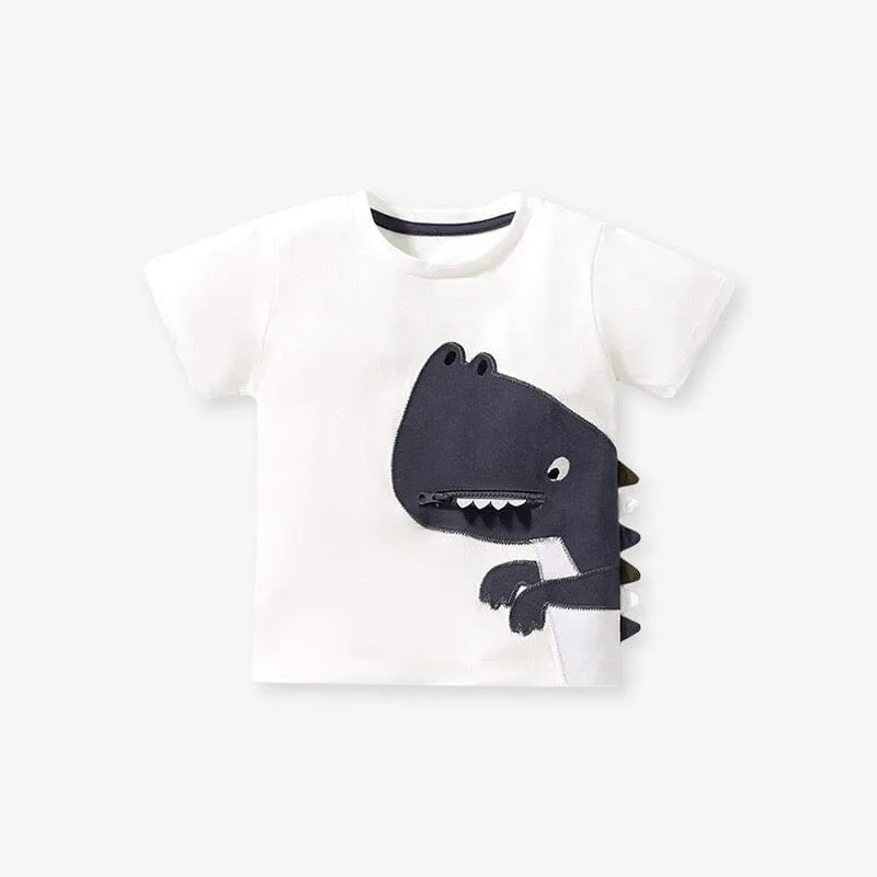 Embroidered Patch Dino Summer Tee