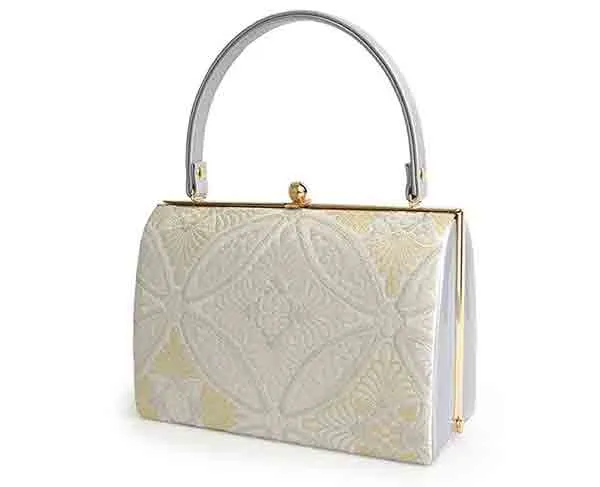 Formal Zori Sandals and Bag Set for TEA ceremony【White base with a floral shippou (seven treasures) pattern./ONE-SIZE】