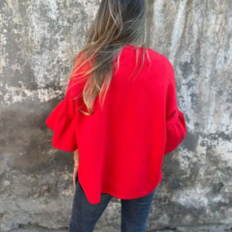 Limited Time 49% OFFWomen's Round Neck Flare Sleeve Short Jacket