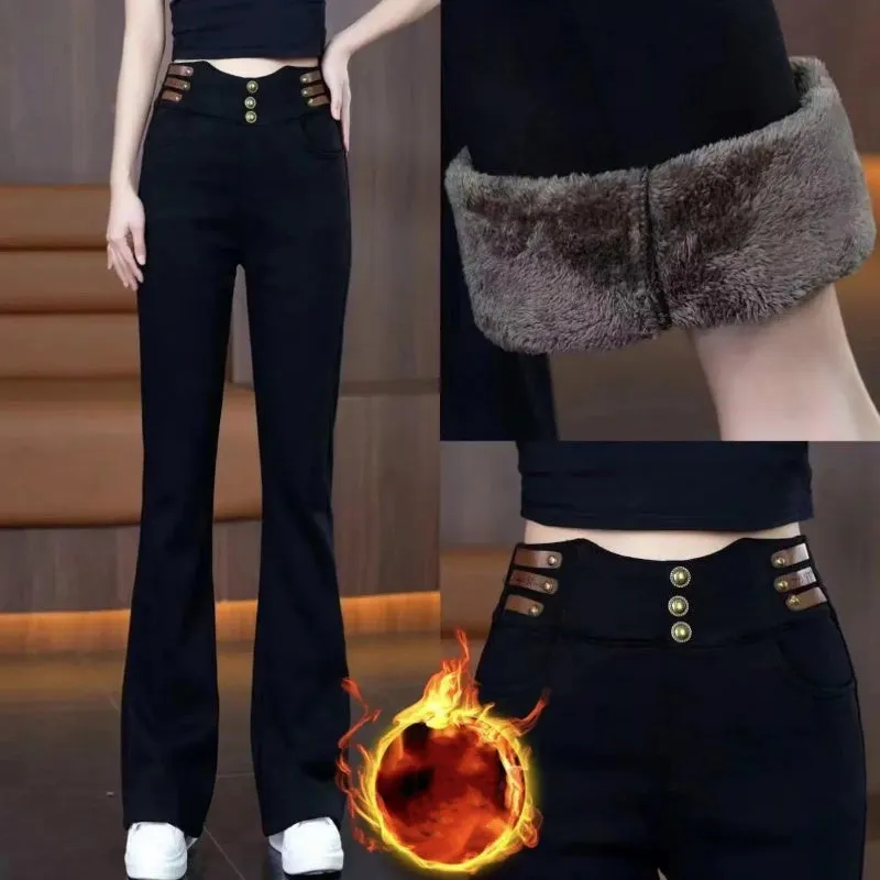 Limited Time 50% Off Women's High-Waisted Flared Pants with Plush Lining