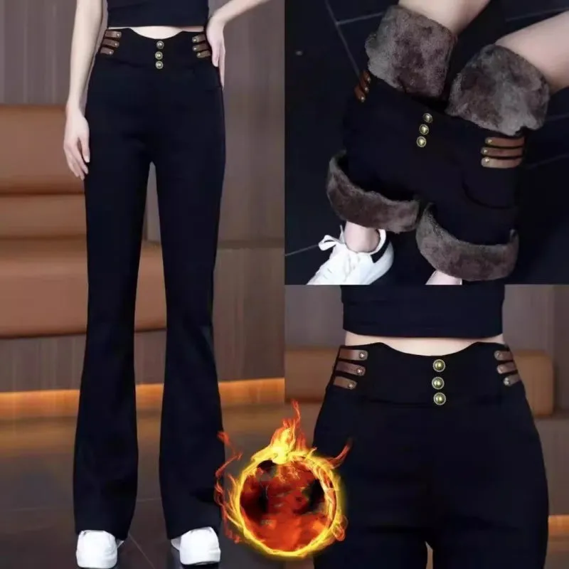 Limited Time 50% Off Women's High-Waisted Flared Pants with Plush Lining