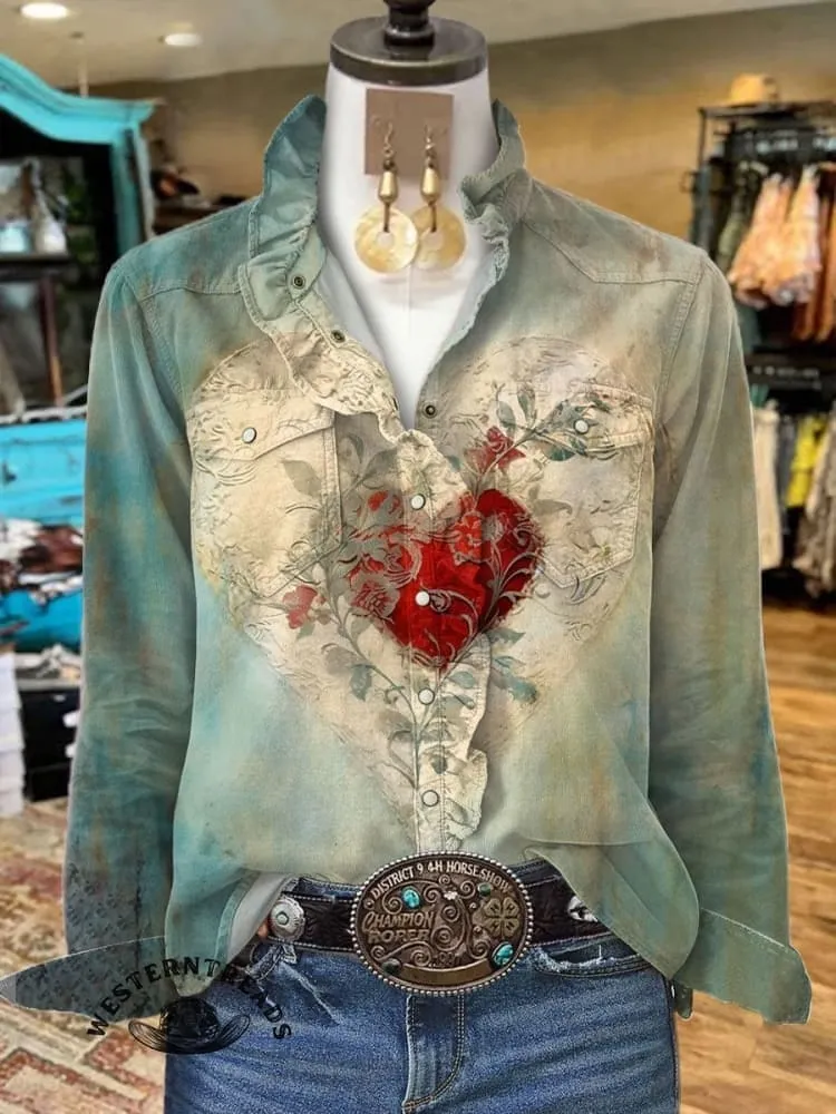 🔥Limited Time Discount🔥Vintage Heart Print T-shirt