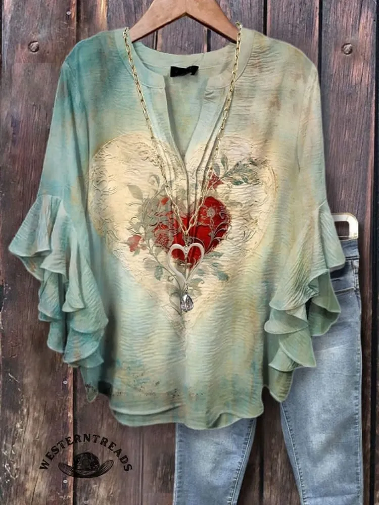 🔥Limited Time Discount🔥Vintage Heart Print T-shirt