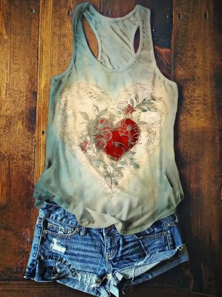 🔥Limited Time Discount🔥Vintage Heart Print T-shirt