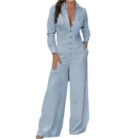 Lngrmad jumpsuit med nedfllbar krage