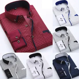 Mens Dress Shirt - Classic Spread Collar - Patterned Button-Down - Smart Casual Wear