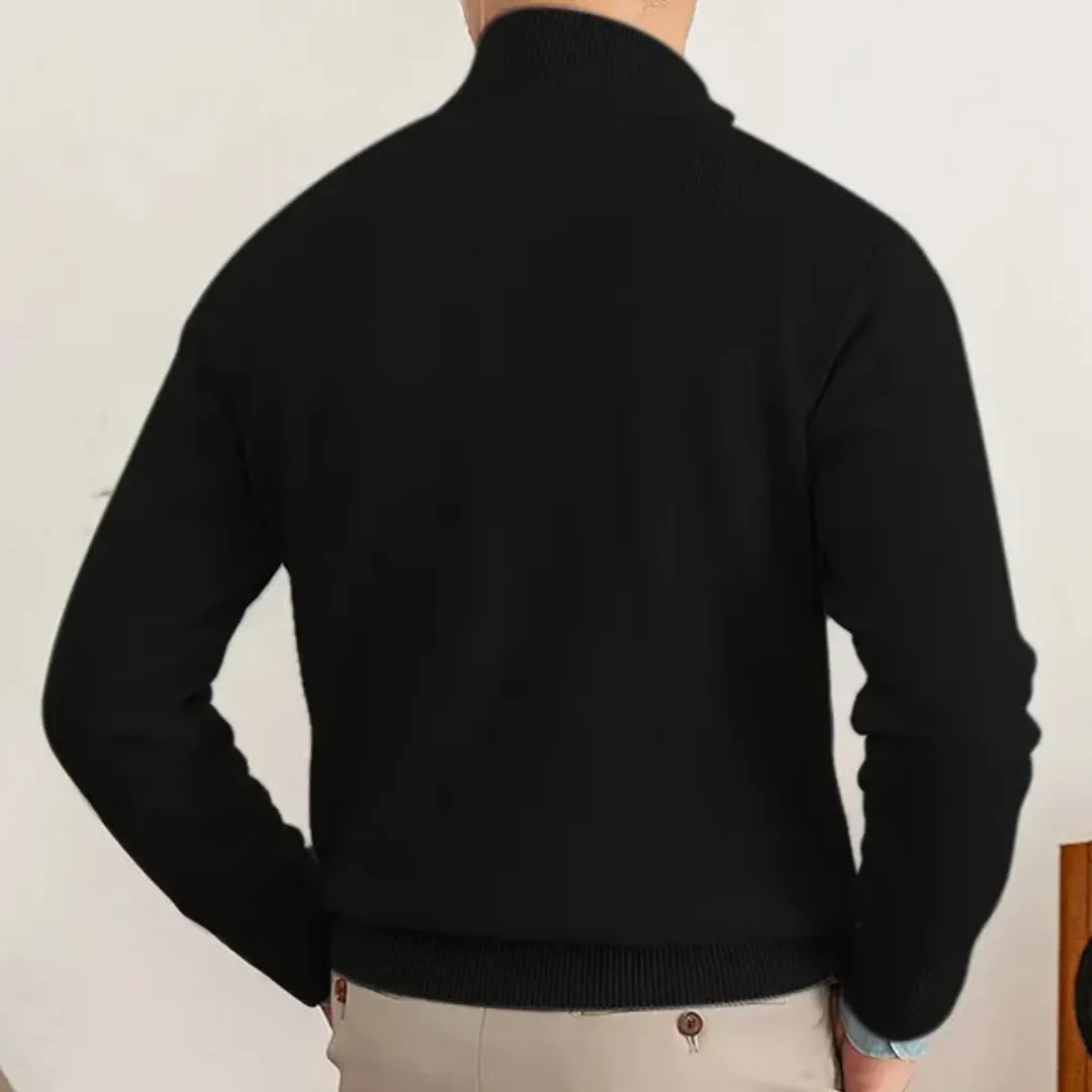 Mens Half-Zip Sweater  100% Cotton  Regular Fit  Ribbed Trim  Smart Casual