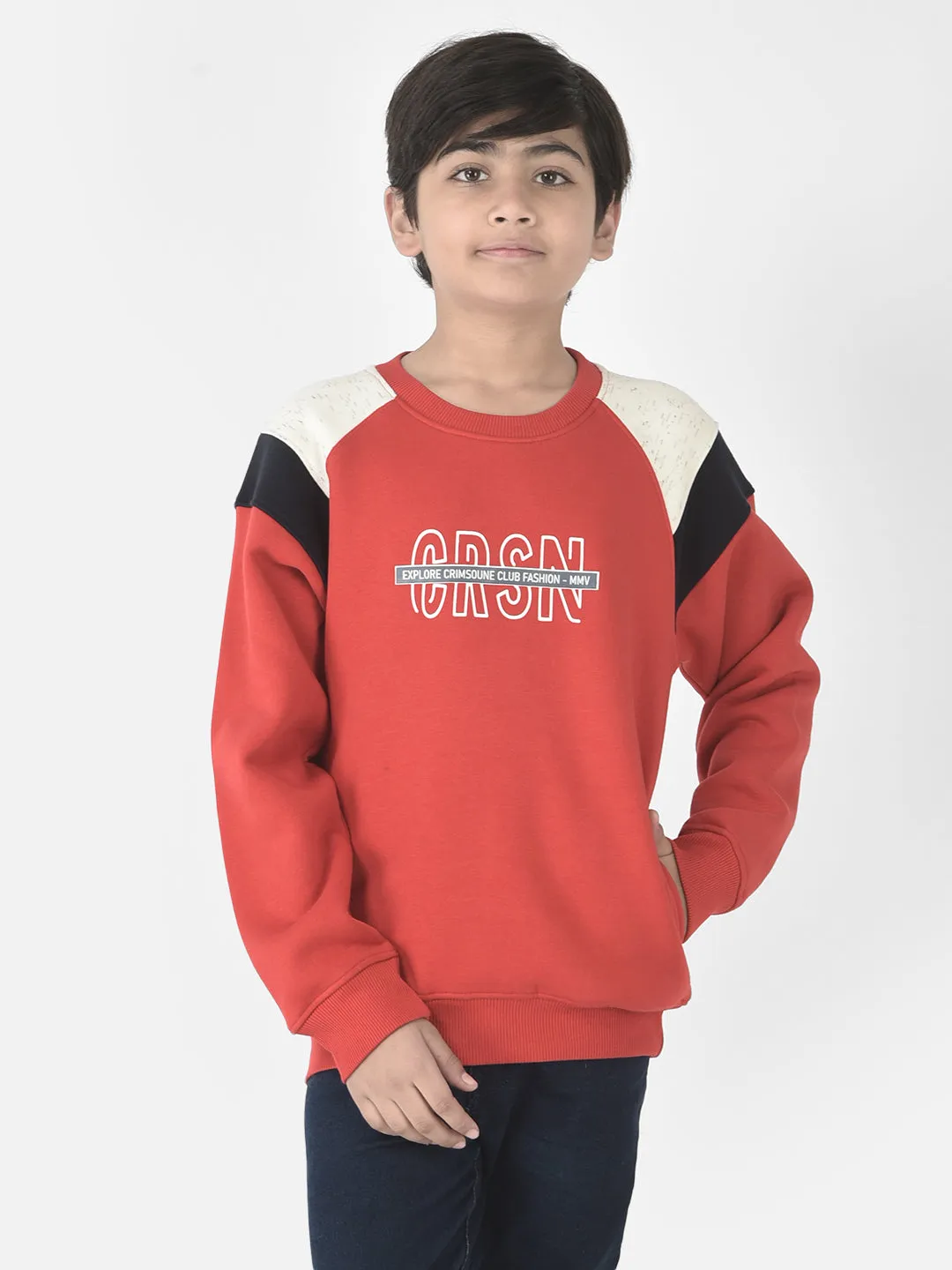 Red Brand-Typographic Sweatshirt