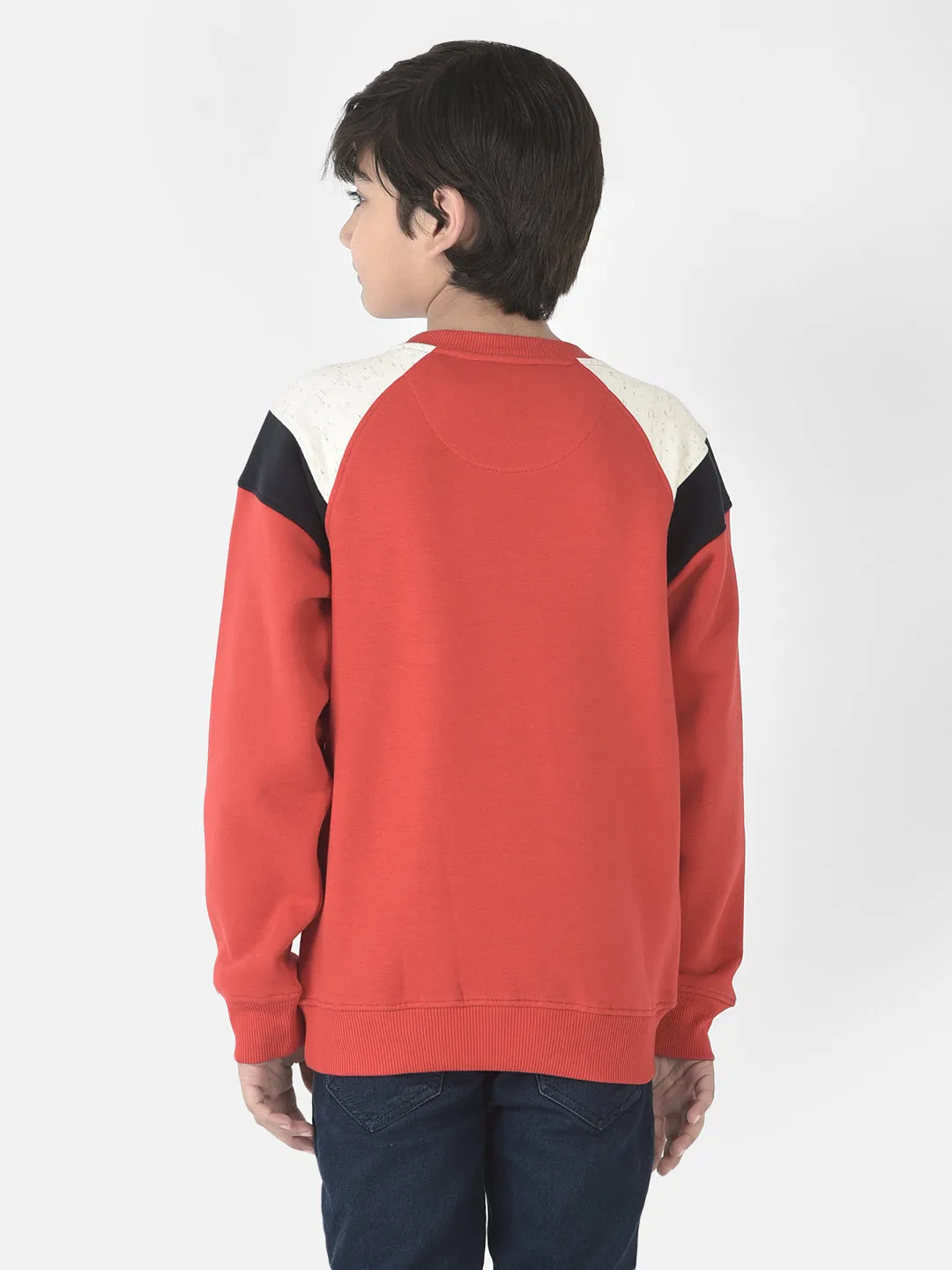 Red Brand-Typographic Sweatshirt