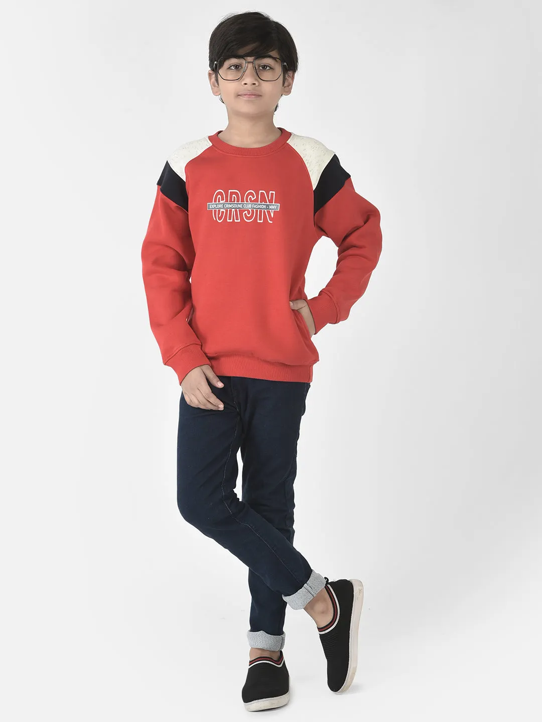 Red Brand-Typographic Sweatshirt