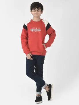 Red Brand-Typographic Sweatshirt