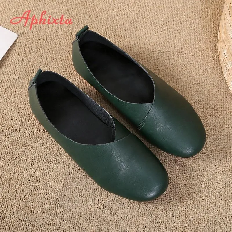 Woman Ballet Flats Heels Soft Leather Shoes Slip On Loafers
