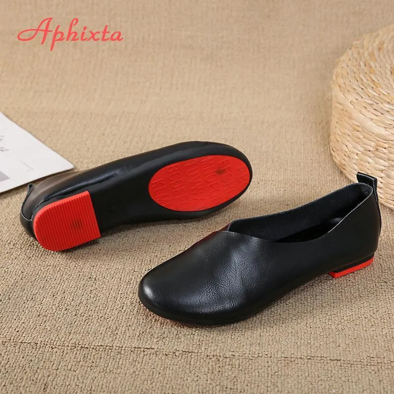 Woman Ballet Flats Heels Soft Leather Shoes Slip On Loafers